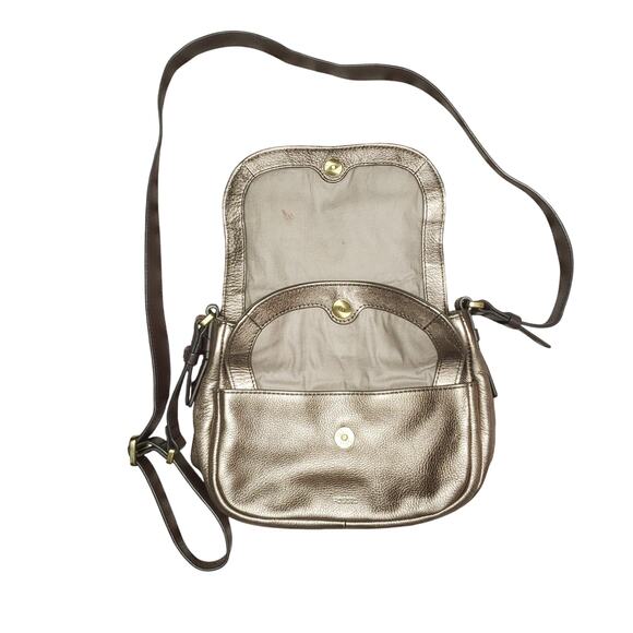 Vintage FOSSIL Issue N2 Gold Metallic Layered Shoulder Bag - Picture 8 of 11